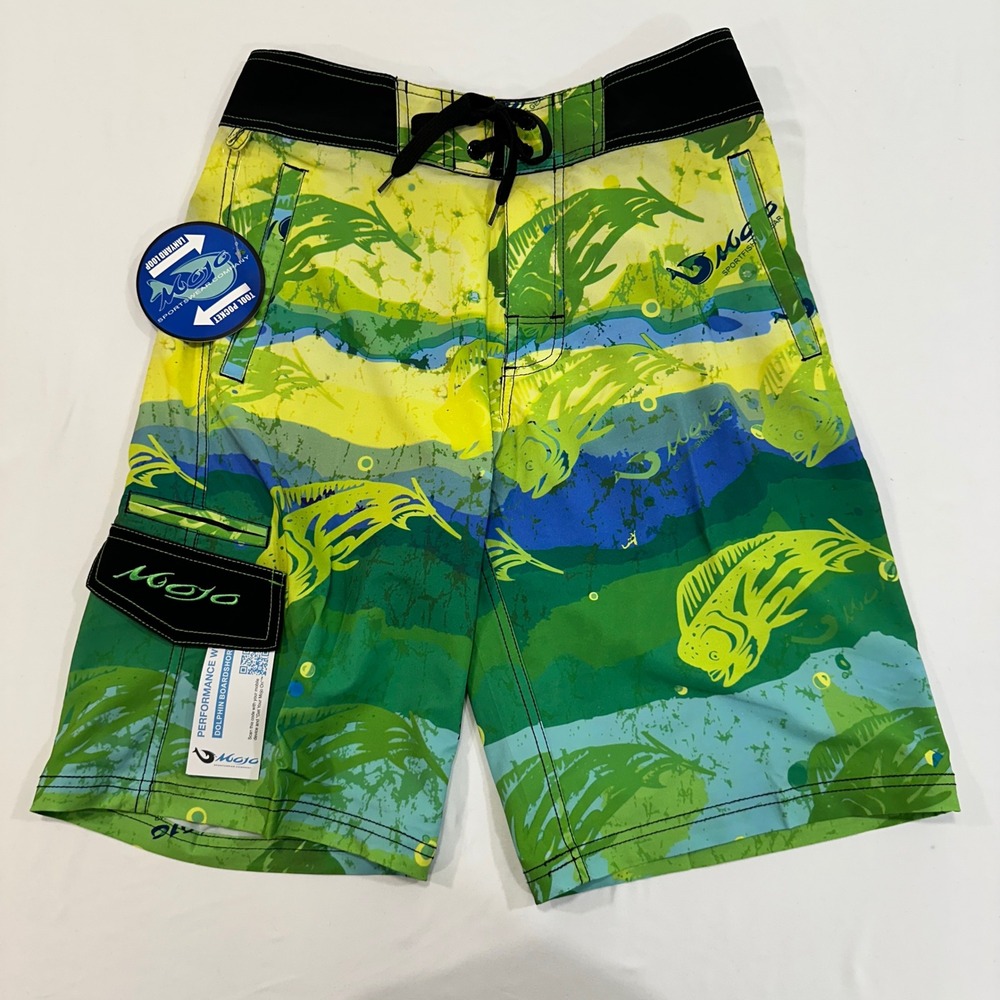 Mojo Sportswear Dolphin Boardshorts Mens 28 Green Mahi Mahi‎ Fishing | Gorpcore